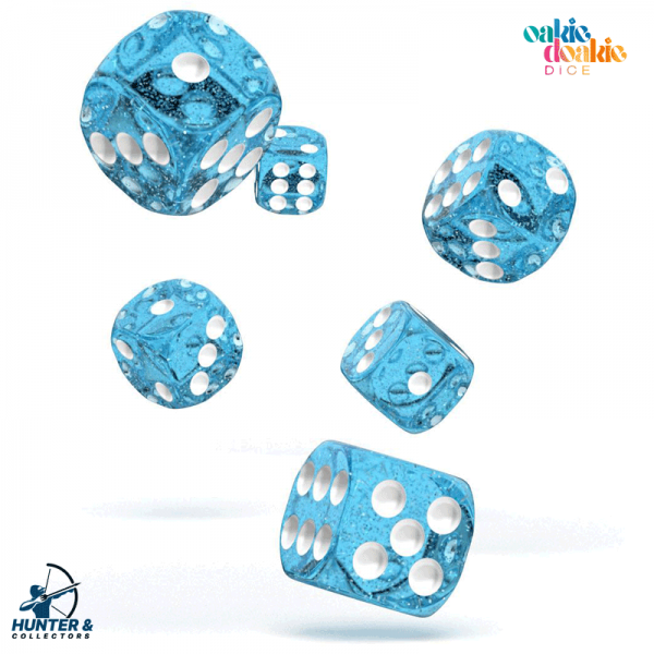 Oakie Doakie Dice W6 Würfel 16 mm Speckled - Hellblau 12 Stück